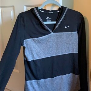 Long Sleeve hooded Nike workout top